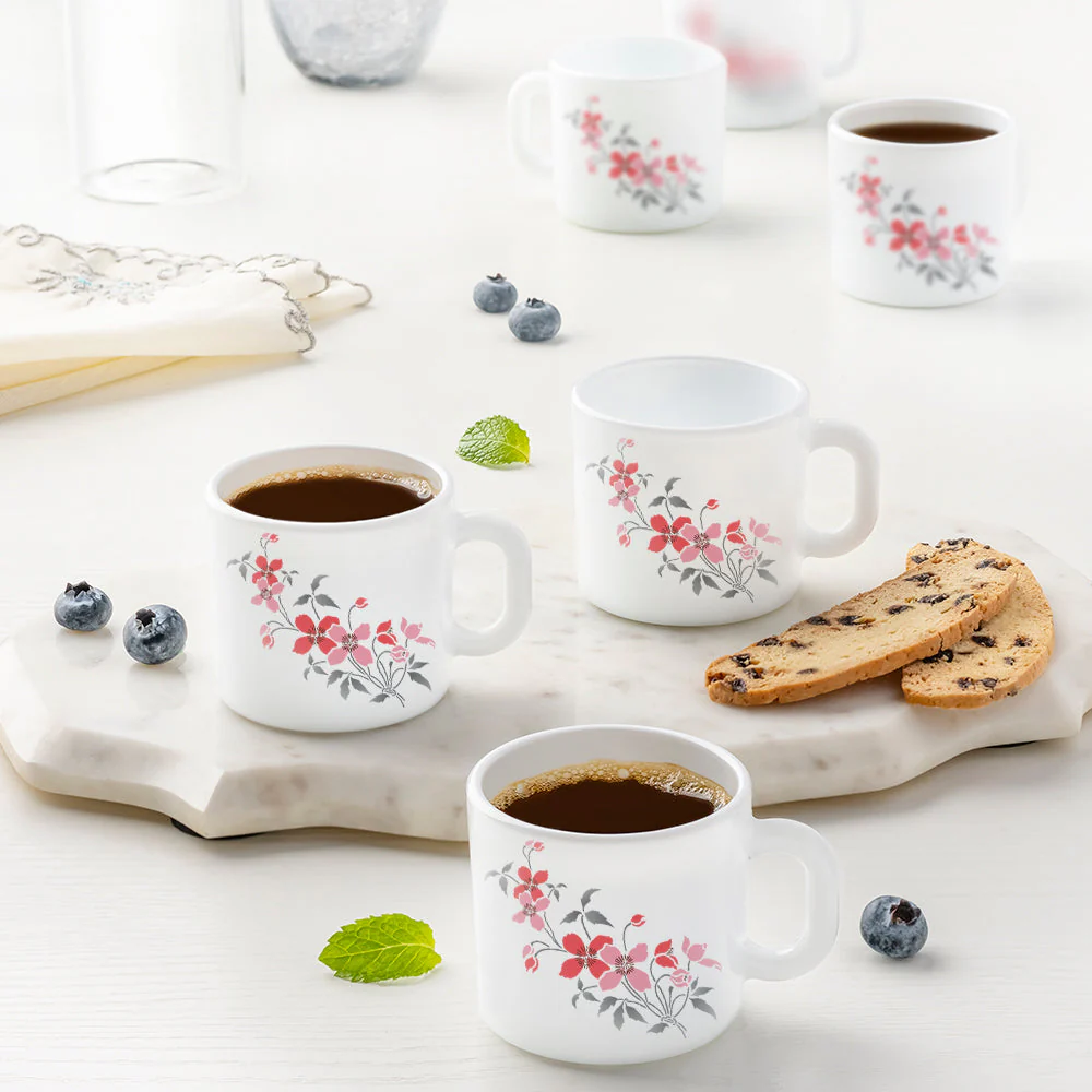 Larah by Borosil Fiore Mug Set, 240ml x 2