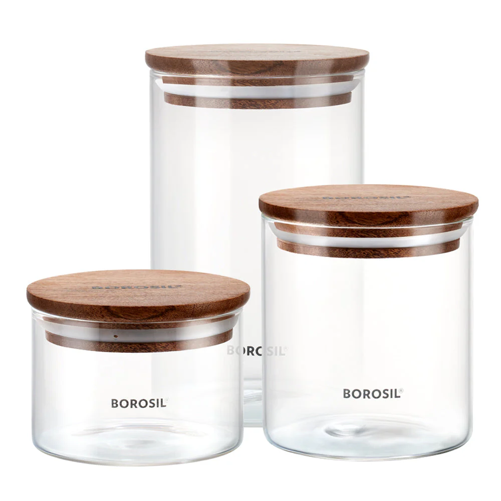 Classic Glass Jar Set with Wooden Lid