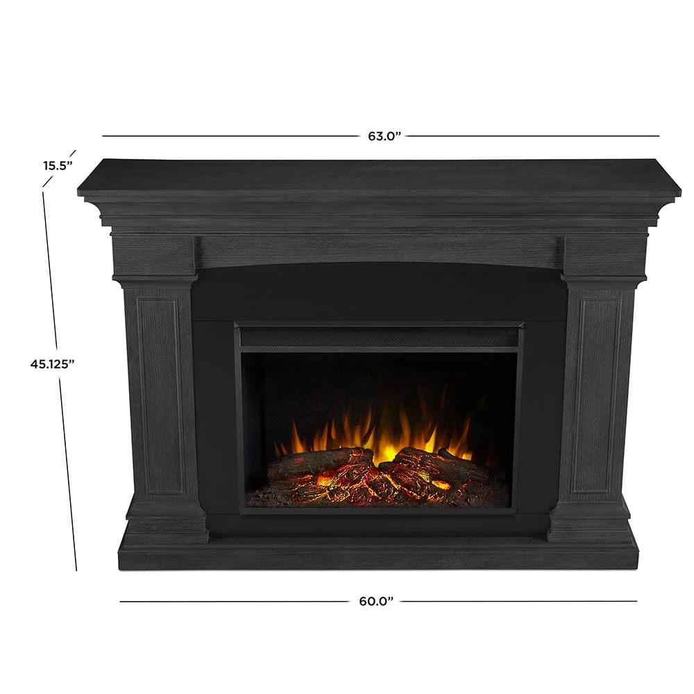 Deland Grand Electric Fireplace Mantel Package in Gray