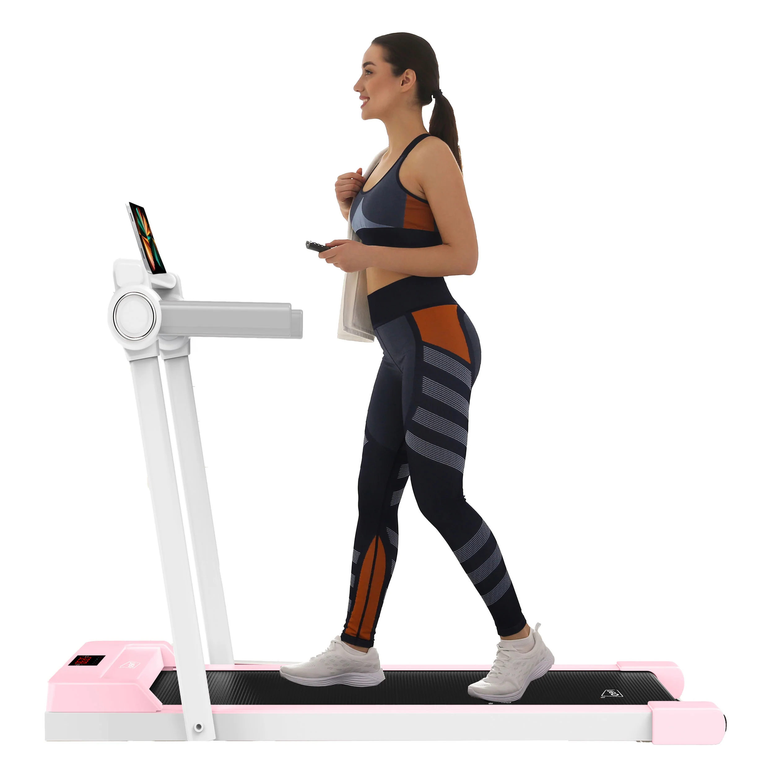 Neo Pink Walking Pad Treadmill with Handrail