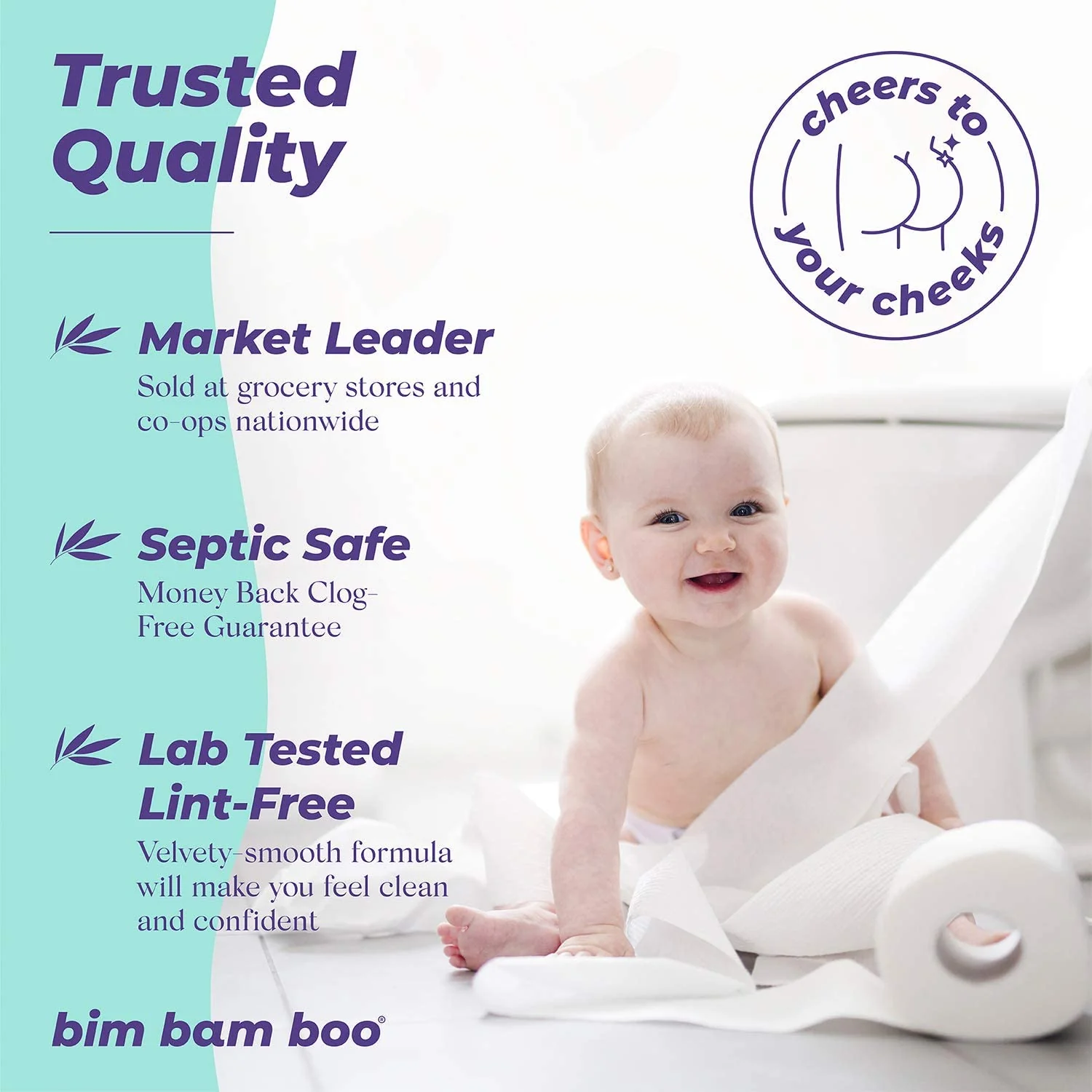 Bamboo Toilet Paper, 24 Rolls of Toilet Paper, 2-Ply, 100% Bamboo - Eco-Friendly, Plastic-Free Packaging