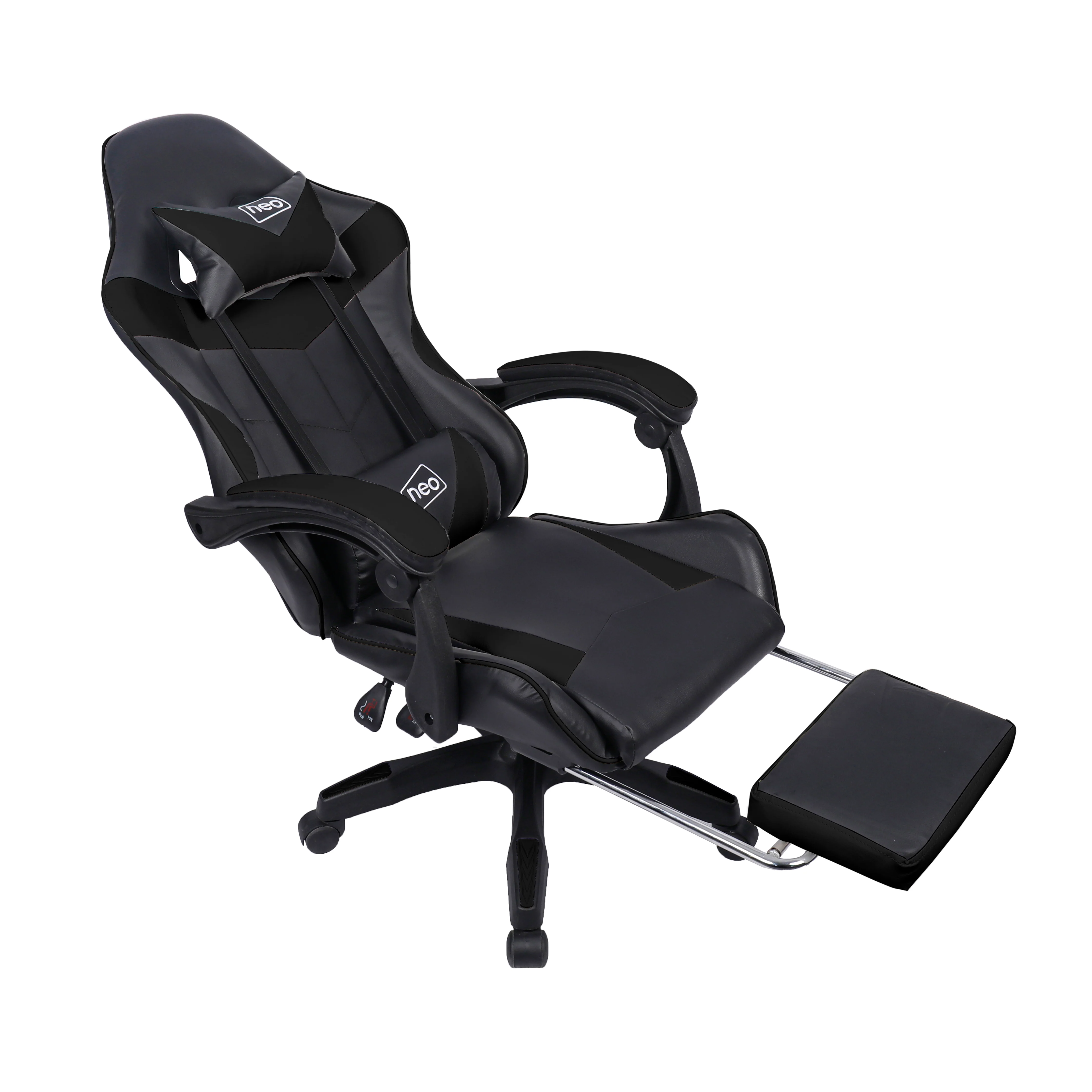 Neo Gaming Chair Black PU Leather with Footrest