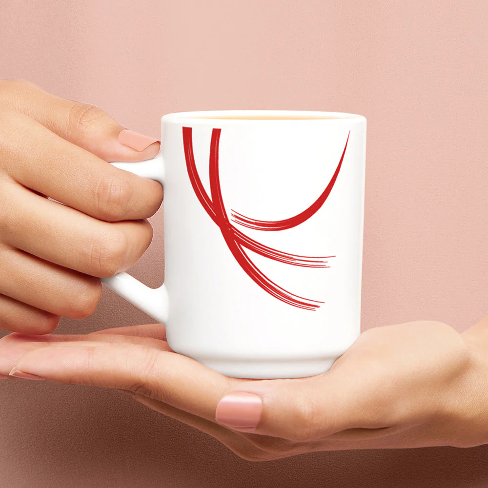 Larah by Borosil Red Stella Mug Set, 240ml x 2