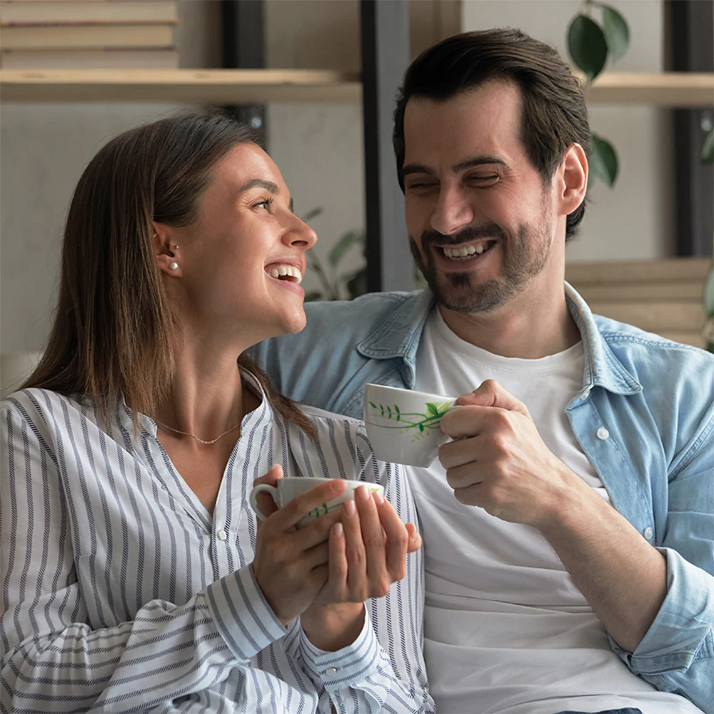 Larah by Borosil Green Herbs Cup n Saucer Set, 90ml x 12