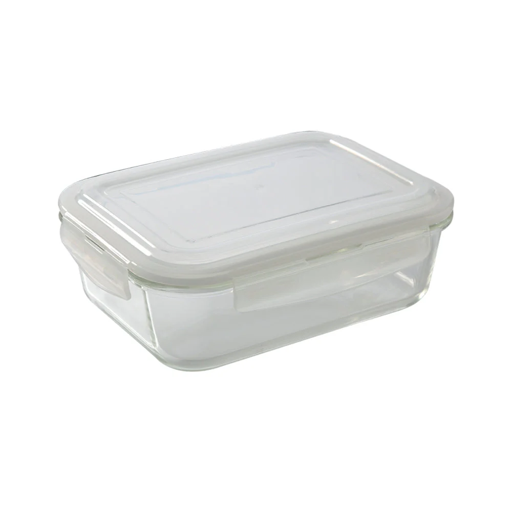 Borosil Blue Glass Lunchbox, Rectangular, 370ml + 370ml