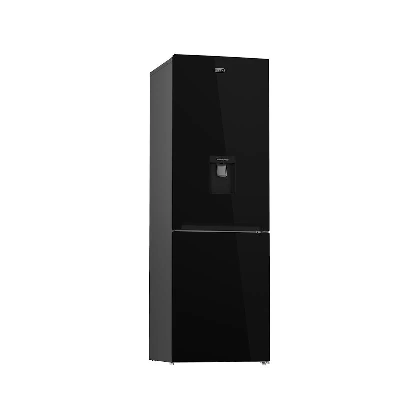 Defy 348L Black Glass Fridge with Slimline Water Dispenser Black