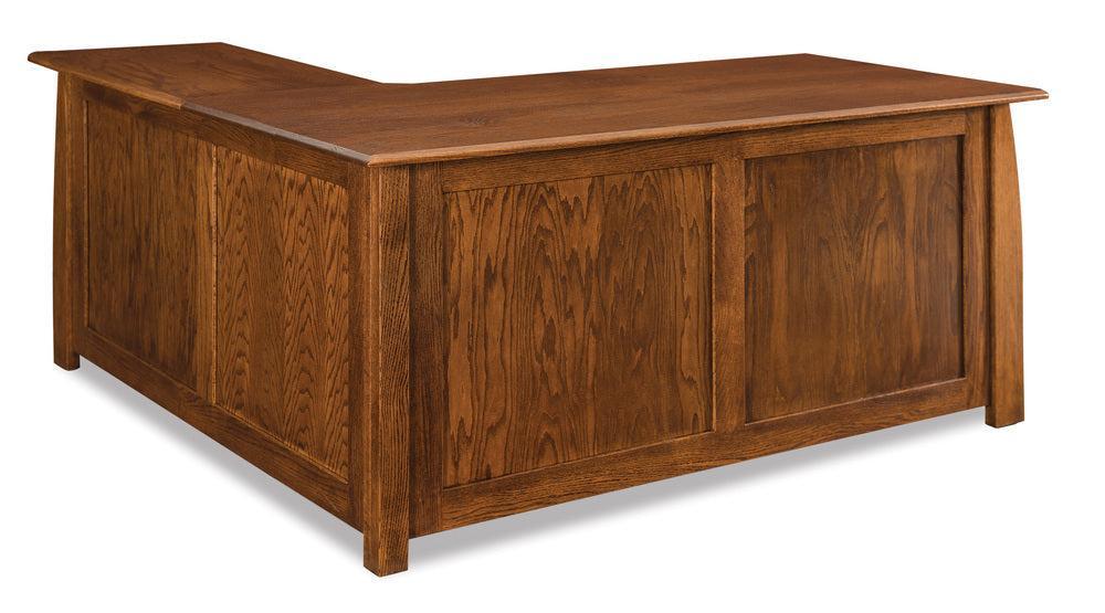 Amish Boulder Creek Five Drawers L Desk with Finished Back
