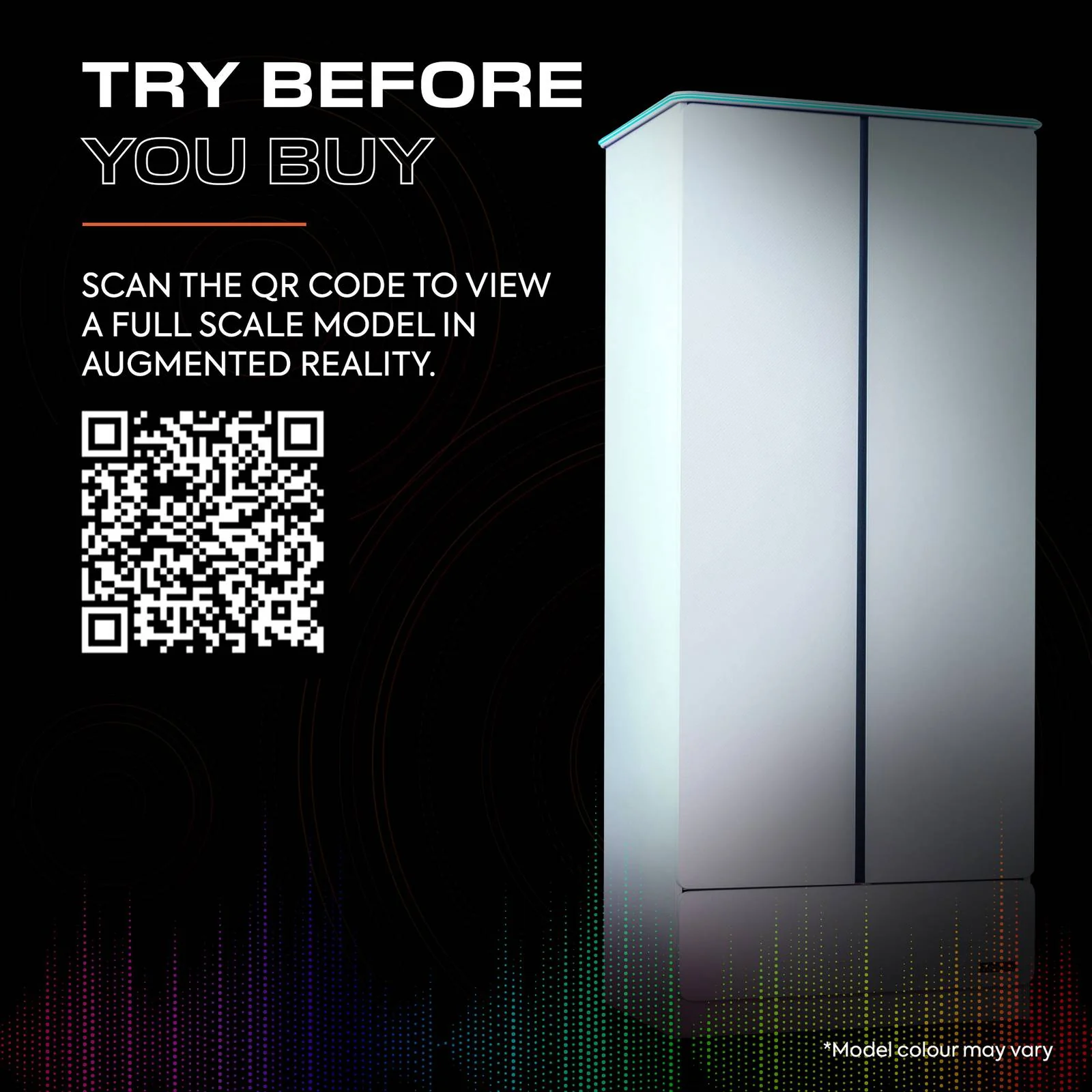 Carbon-Tek LED 2-Door Wardrobe with Drawer - White RGB