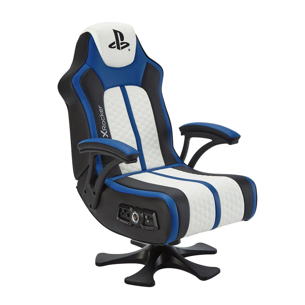 Officially Licensed Playstation™ Legend 2.1 Audio Console Gaming Chair - White / Blue