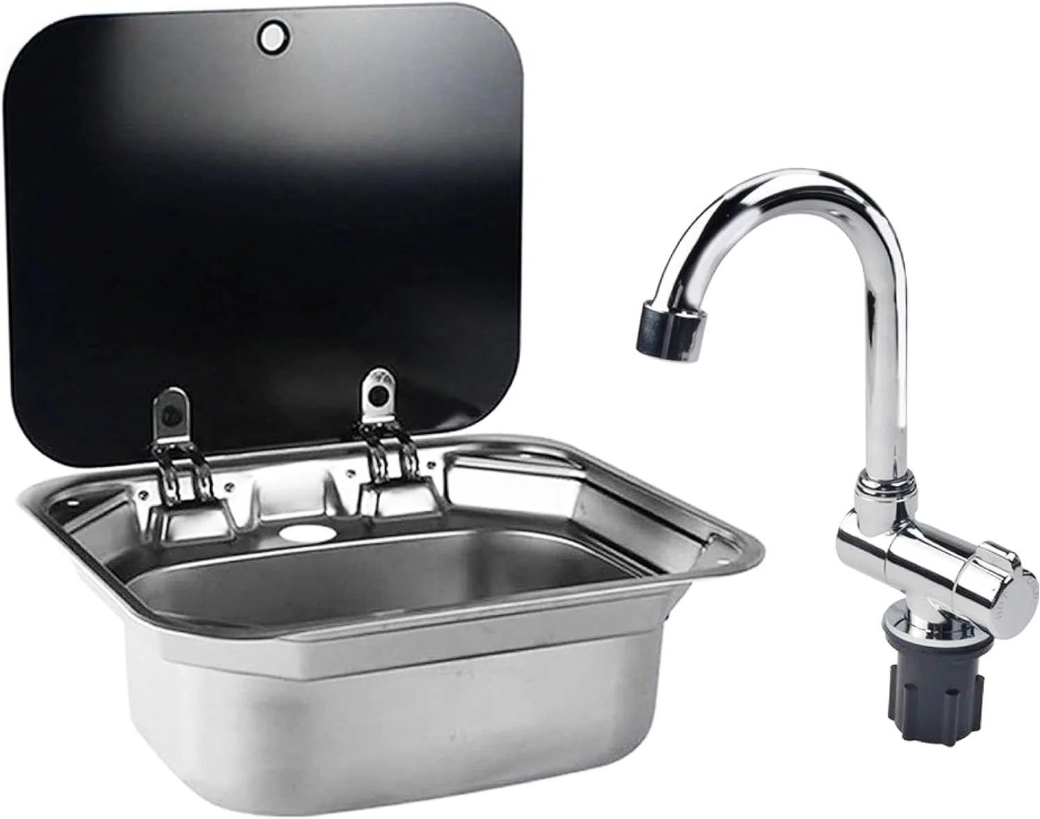 Stainless Steel Hand Wash Basin with Foldable Faucet for RVs Boats Van Camper Trailer Accessories