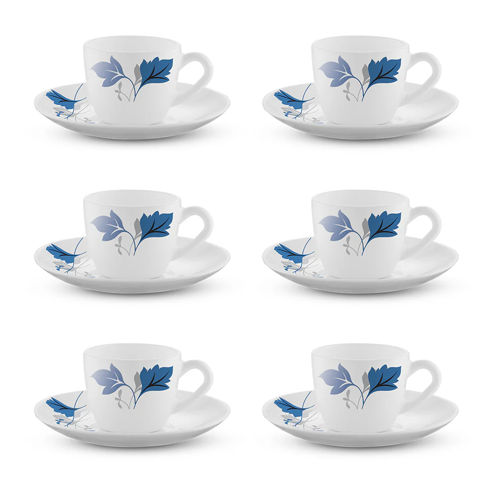Larah by Borosil Ageria Cup n Saucer Set, 90ml x 12