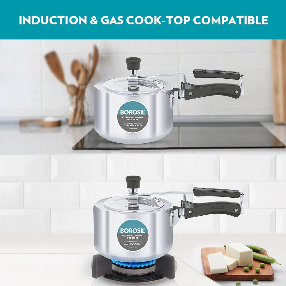 Borosil Presto Aluminium Pressure Cooker, 3L