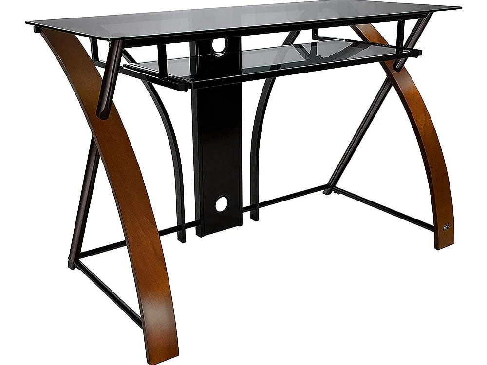 Bell'O Curved Wood Computer Desk with Keyboard Tray
