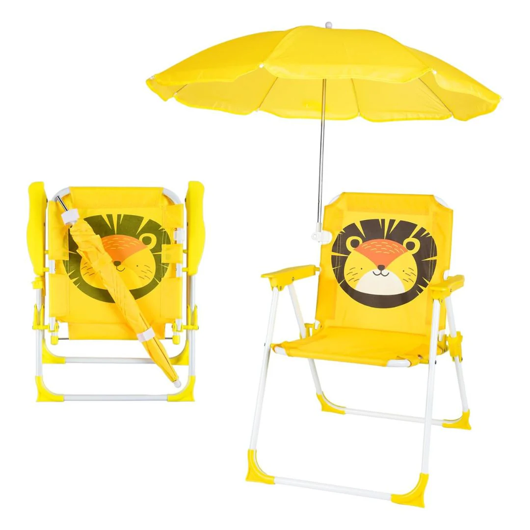 SILLA PLAYERA CON SOMBRILLA PARA NIÑOS ESTAMPADO DE LEÓN 093-557 MUNBE