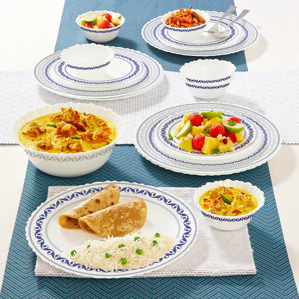 Larah by Borosil Jazzblue Dinner Set, 19 pc