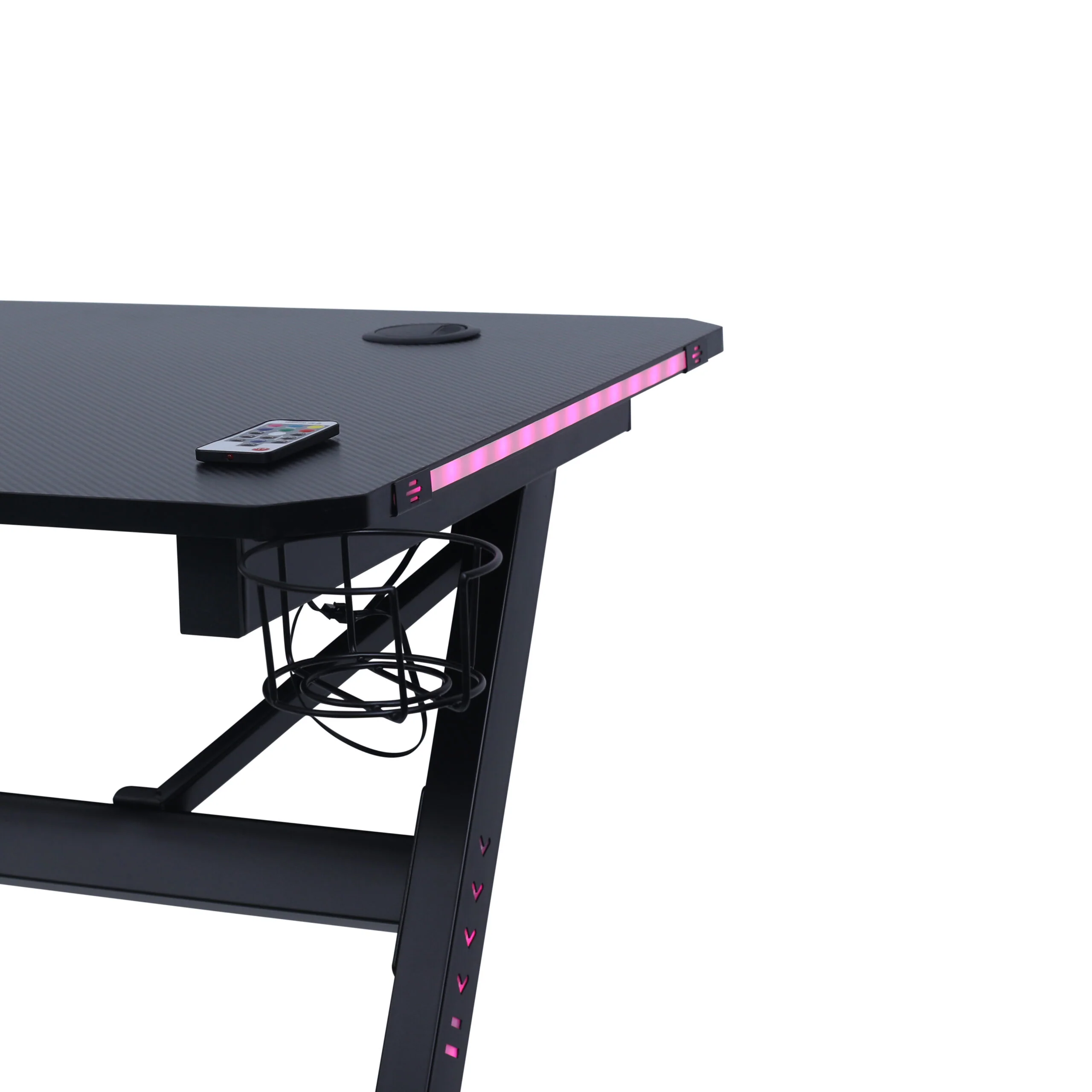 Neo LED Ergonomic Gaming Desk with Cup Holder and Cable Management