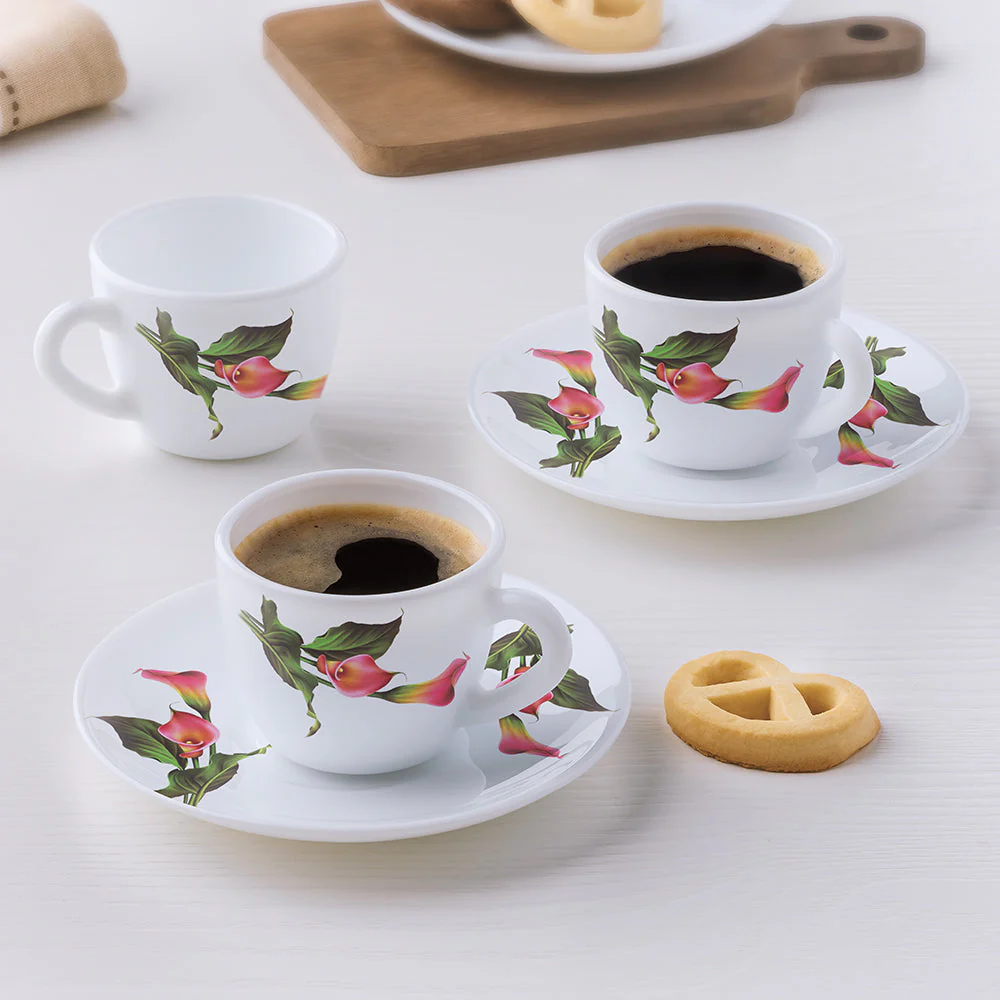 Larah by Borosil Stargazer Cup n Saucer Set, 140ml x 8