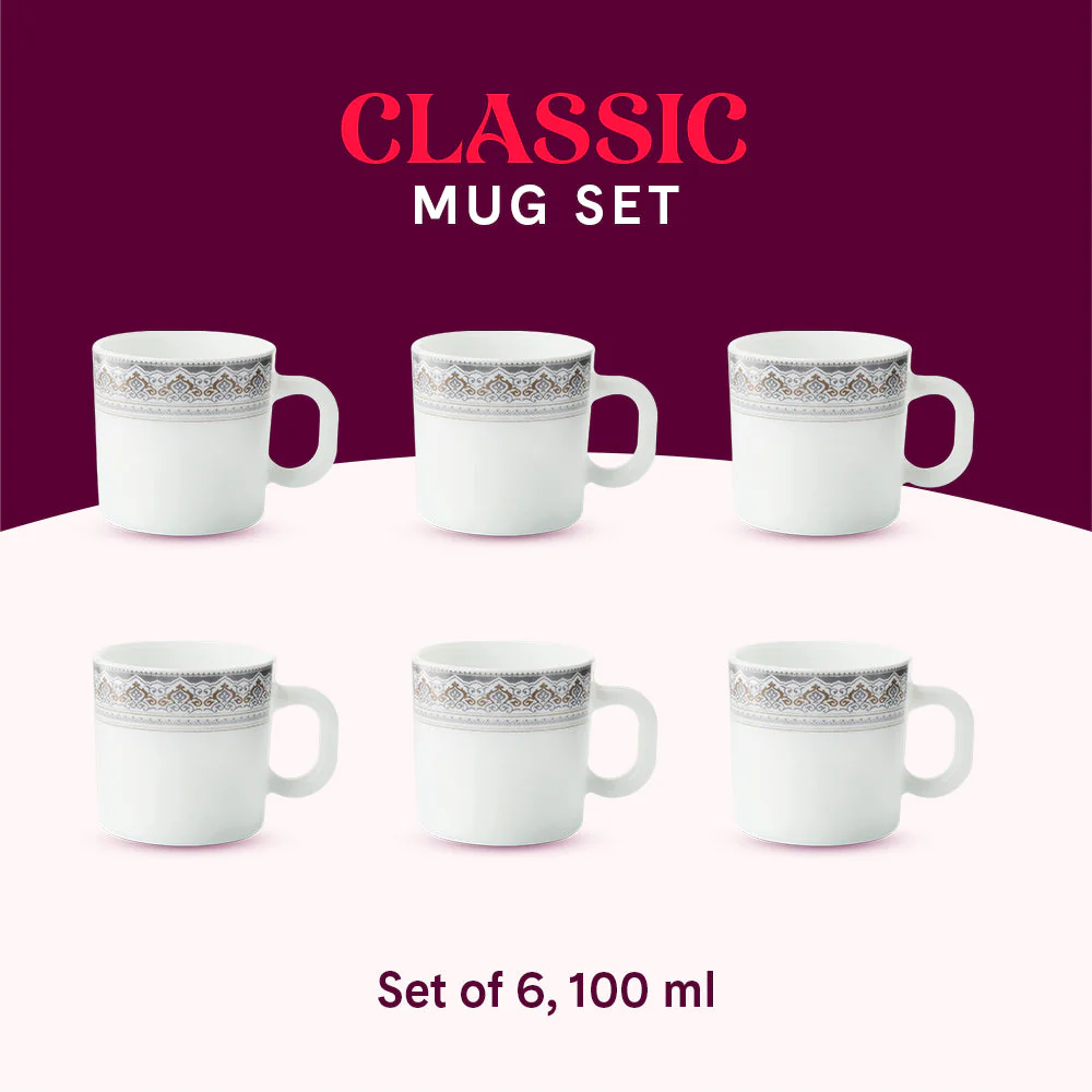 Larah by Borosil Classic Mug Set, 240ml x 2
