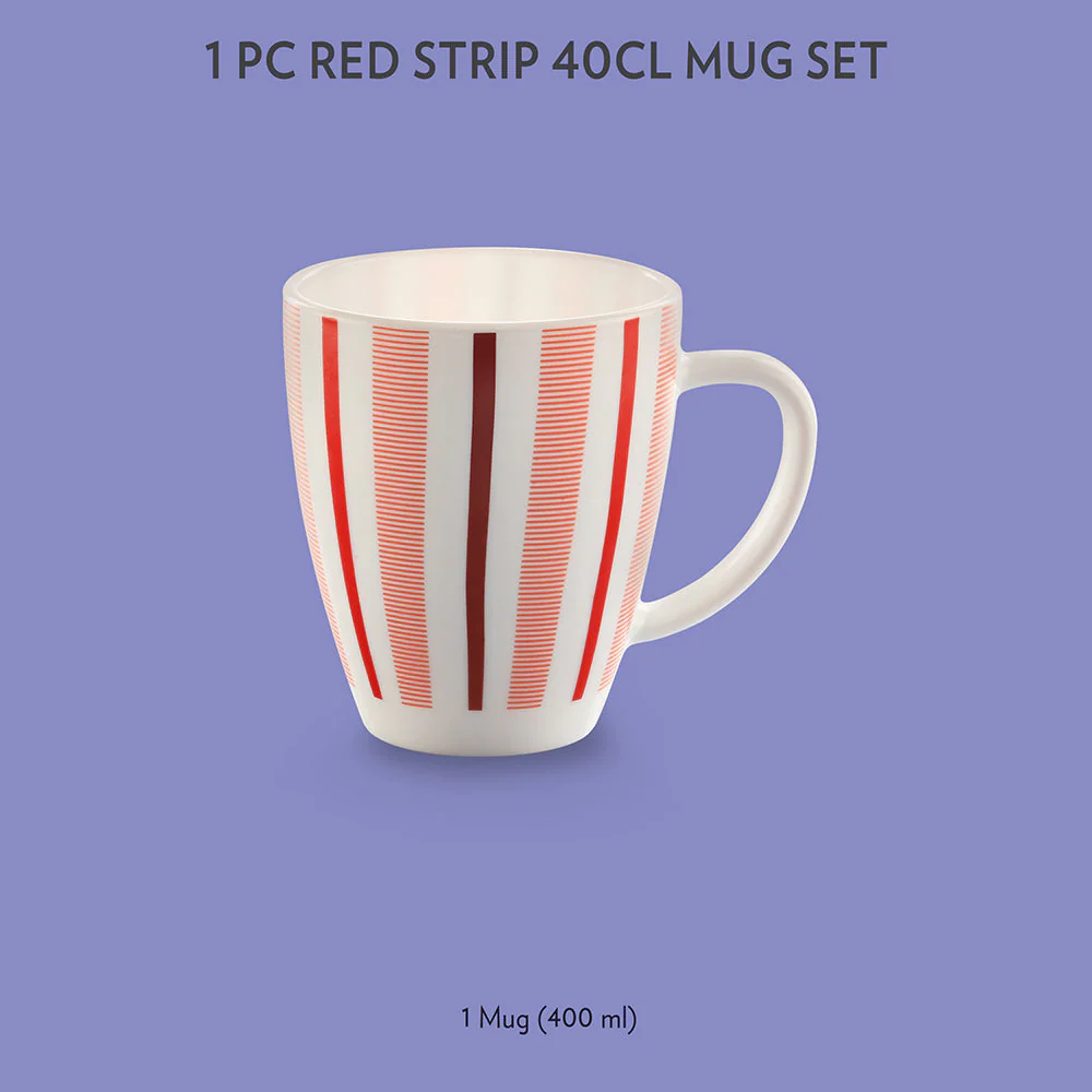 Larah by Borosil Red Strip Mug, 390ml