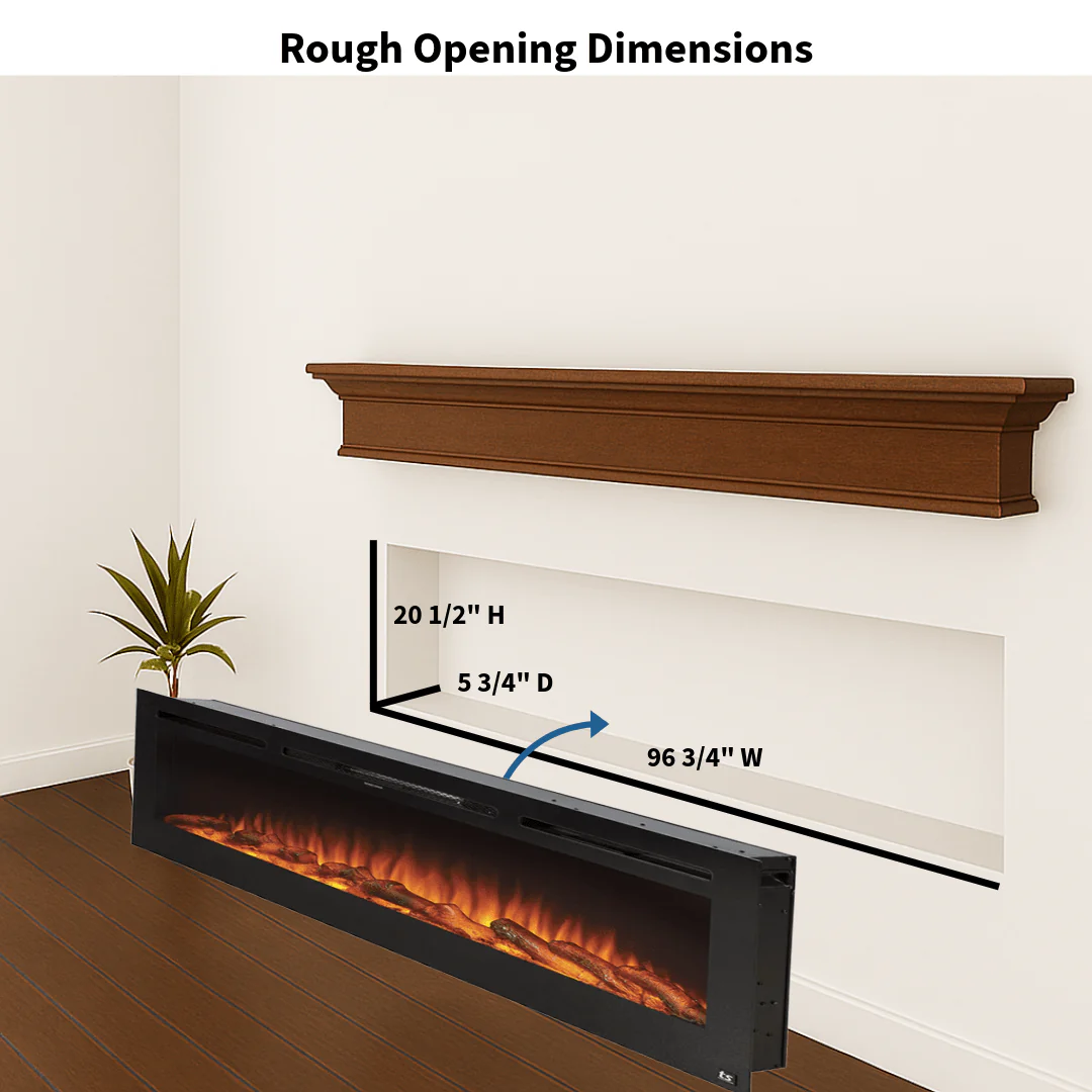 The Sideline 100 Inch Recessed Smart Electric Fireplace 80032