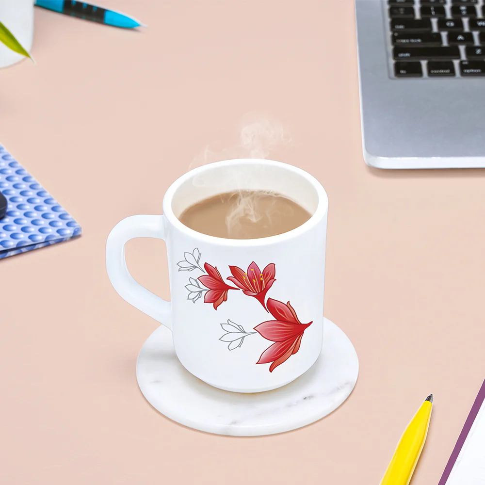 Larah by Borosil Ruby Mug Set, 240ml x 6