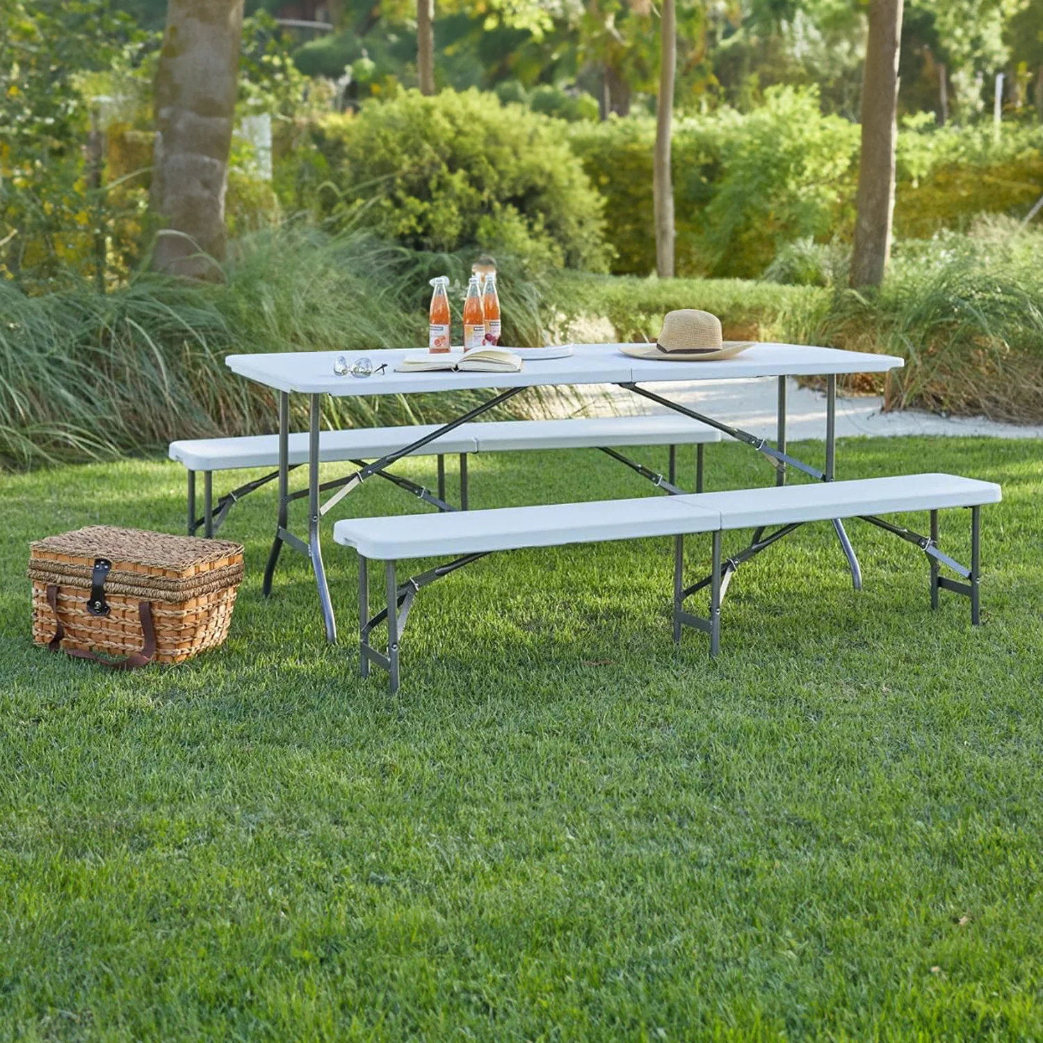 Neo Set Of Two Garden Plastic Folding Benches