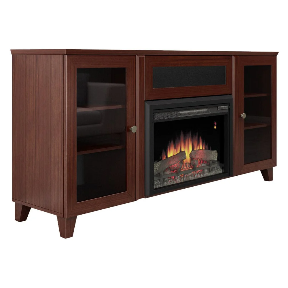 Adel Electric Fireplace Entertainment Center in Dark Cherry