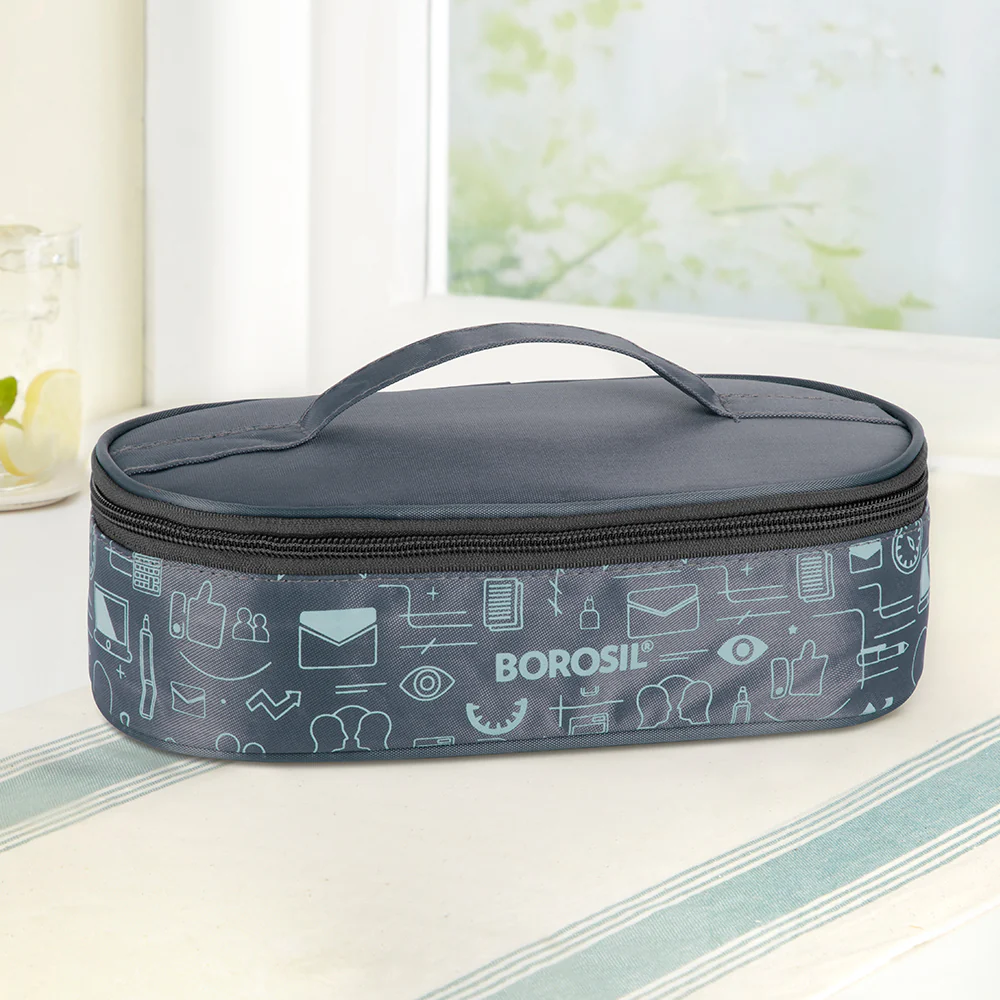 Borosil CarryFresh Lunch Bag For Lunch Box Set of 2, (280ml + 280ml), Flat (Only Bag)