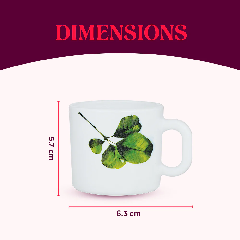 Larah by Borosil Oval Mug Set, 100ml x 6