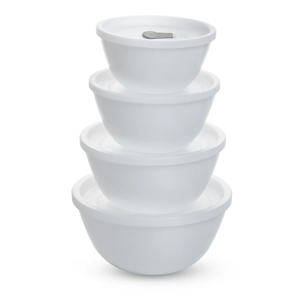 Larah by Borosil Snow Mixing Bowl w Lid, Set of 2, 1.5L + 1L