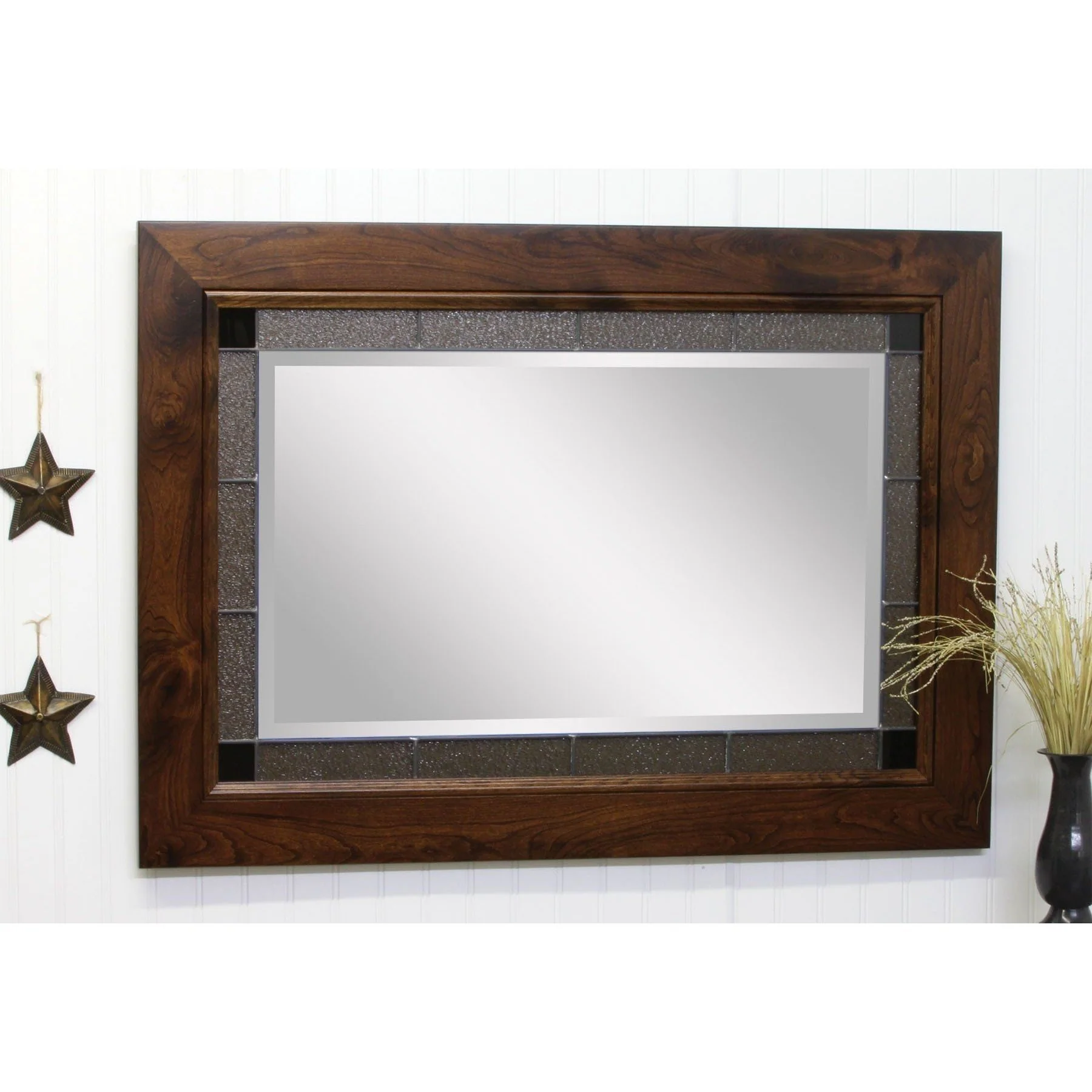 Amish Brooklyn Shaker Granite Leaded Glass Wall Mirror