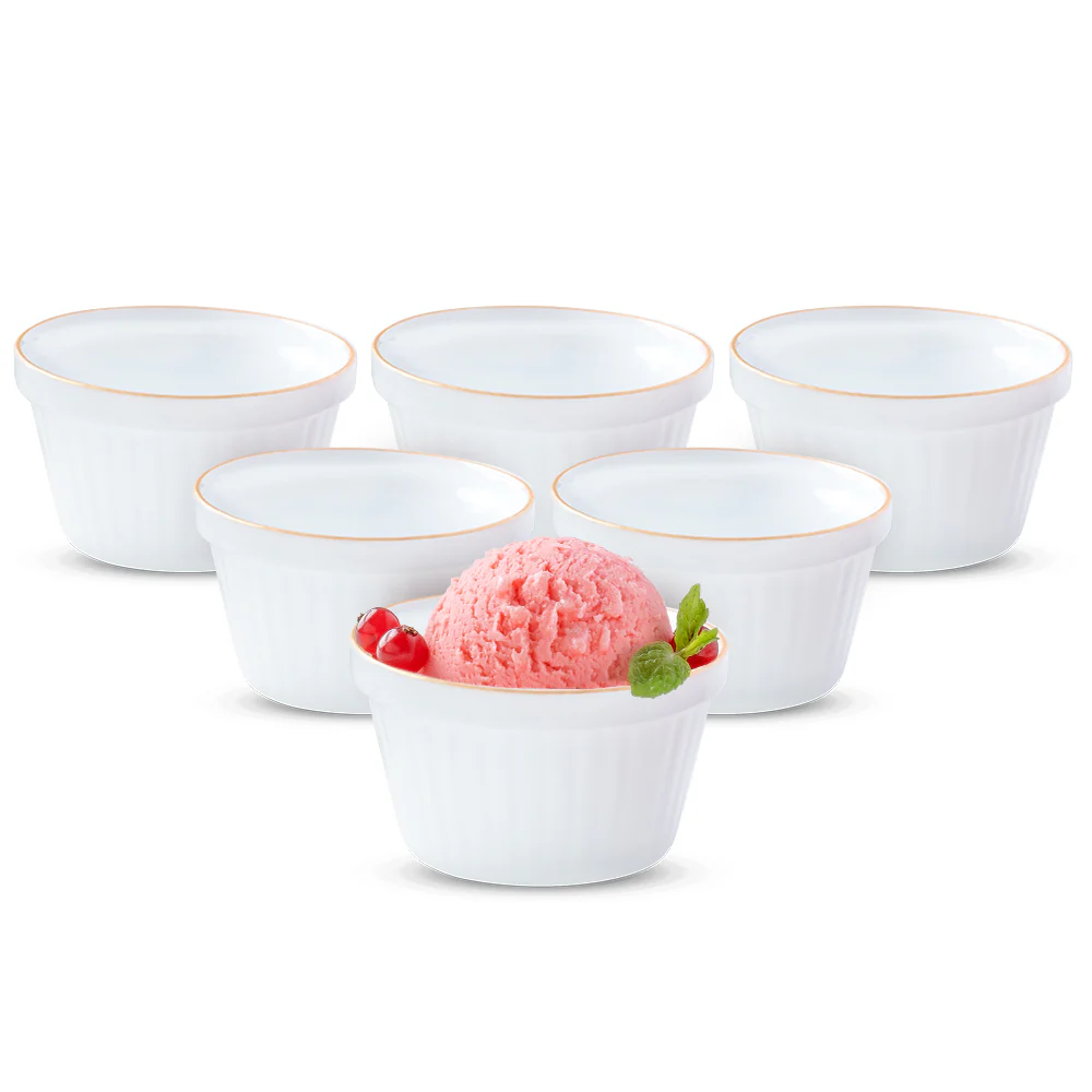 Larah by Borosil Goldline Ice Cream Bowl Set, 6 pc