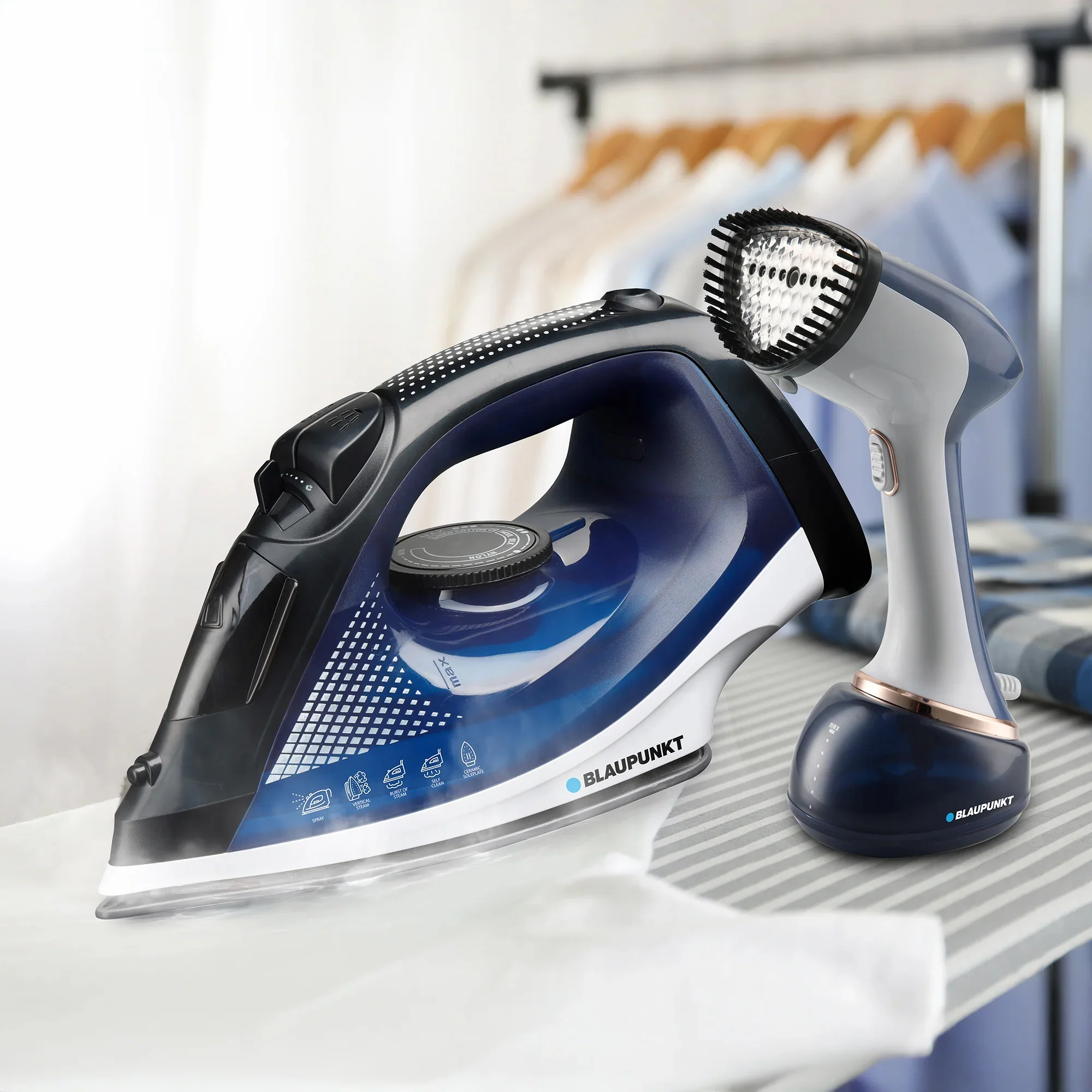 Blaupunkt Steam Iron & Garment Steamer Combo Blue