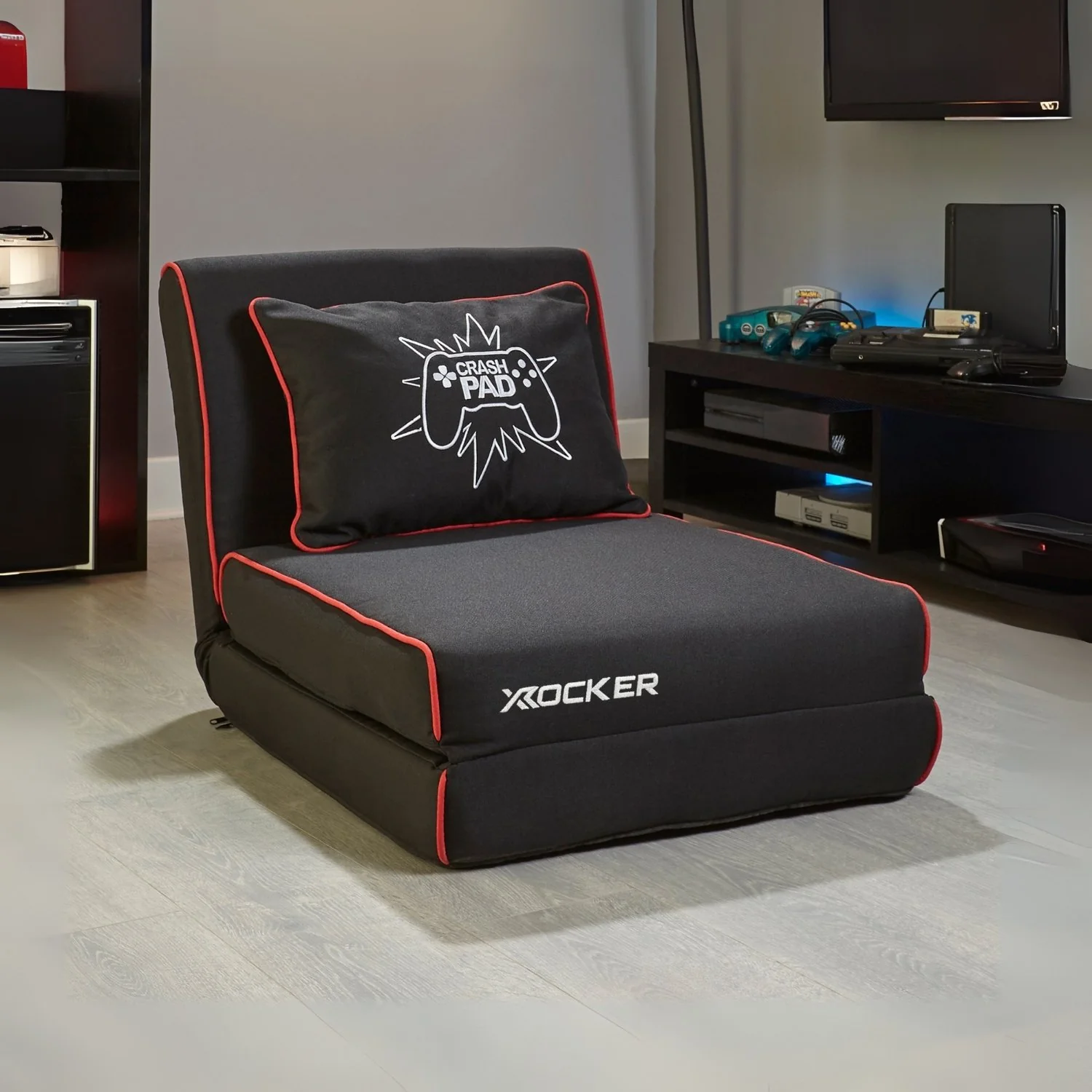 Crash Pad Jr Foldable Z Bed Mattress and Gaming Chair - Black