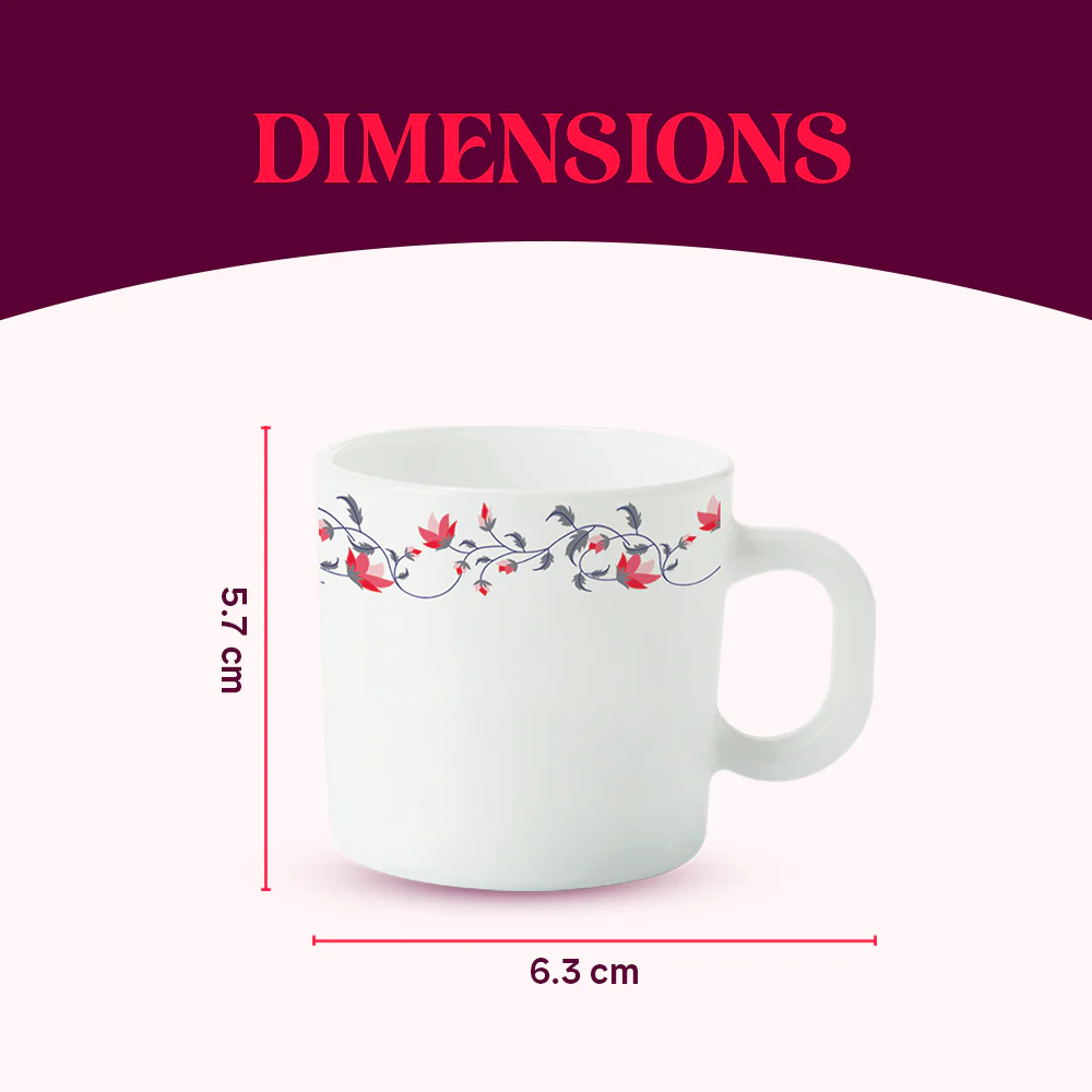 Larah by Borosil Pentas Mug Set, 100ml x 6