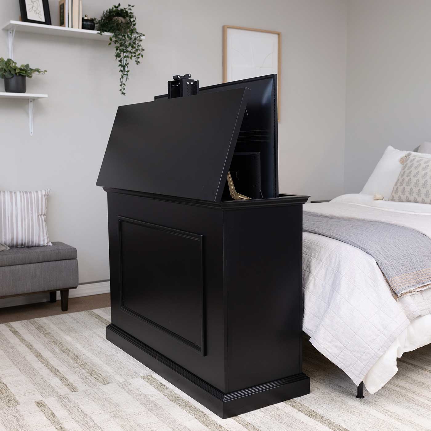 The Elevate 72011 Black Smart TV Lift Cabinet for 50 Inch Flat screen TVs