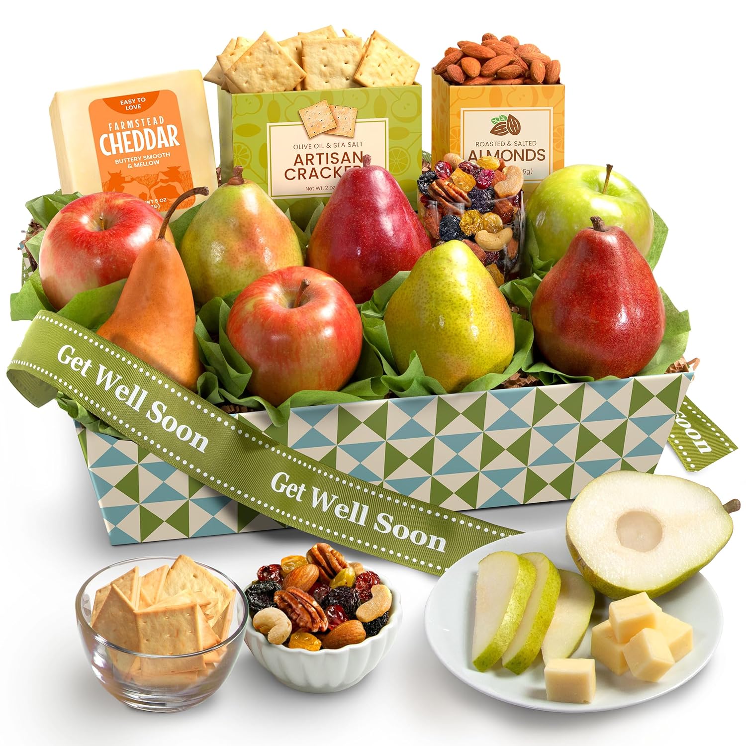 Happy Holidays Fresh Fruit Basket with Cheese and Nuts