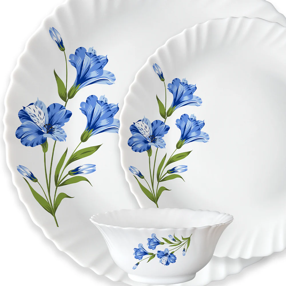 Larah by Borosil, Marina Blue Dinner Set, 21 pc