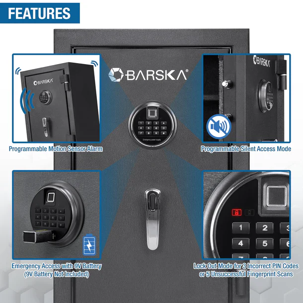 Barska AX13744 Biometric Keypad Fire Resistant Safe