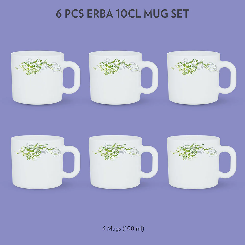 Larah by Borosil Erba Mug Set, 180ml x 6