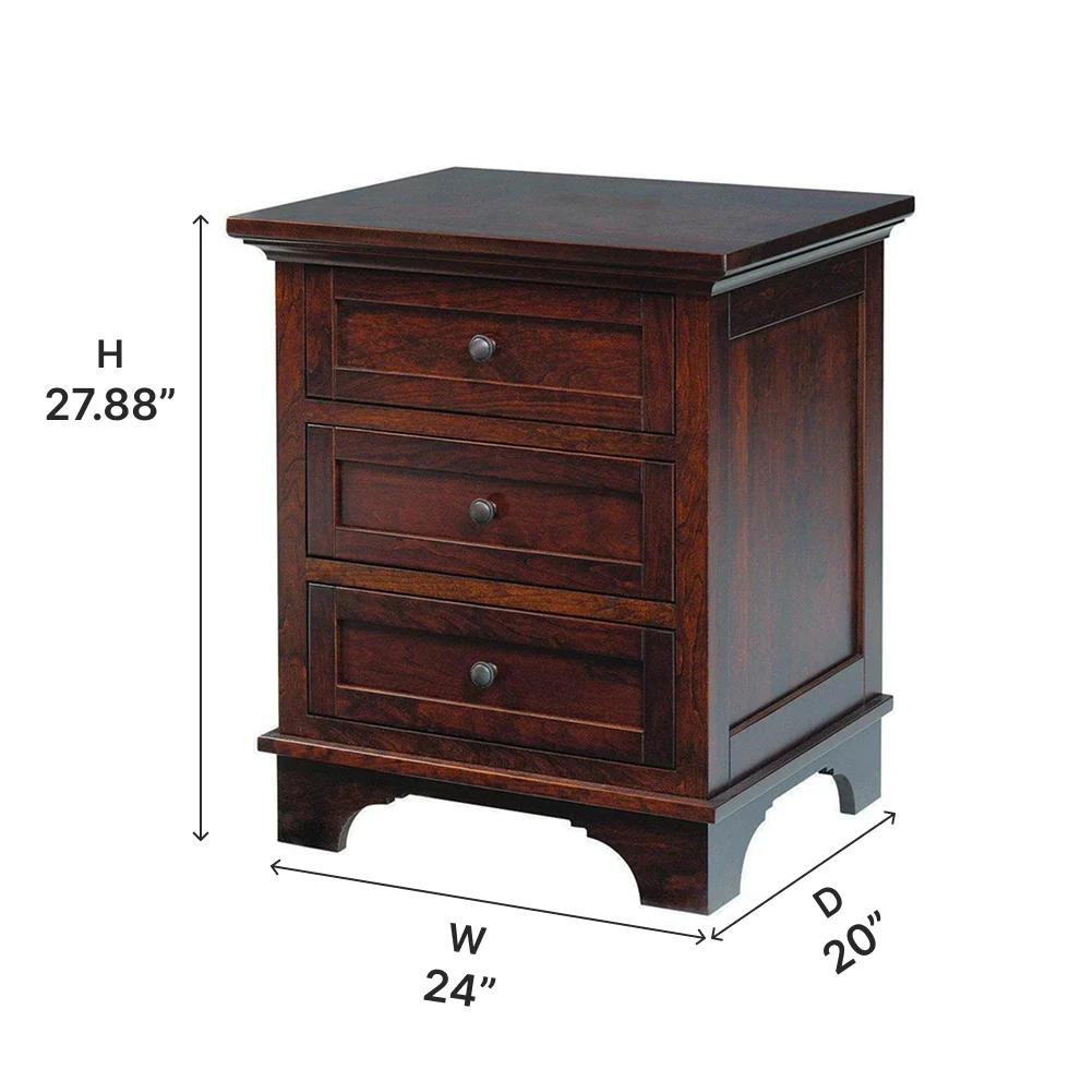 Amish Arlington Three Drawer Nightstand