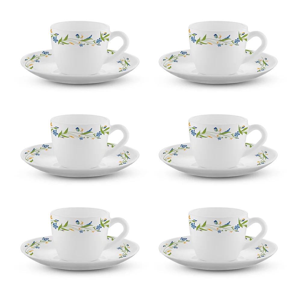 Larah by Borosil Cripper Cup n Saucer Set, 90ml x 12