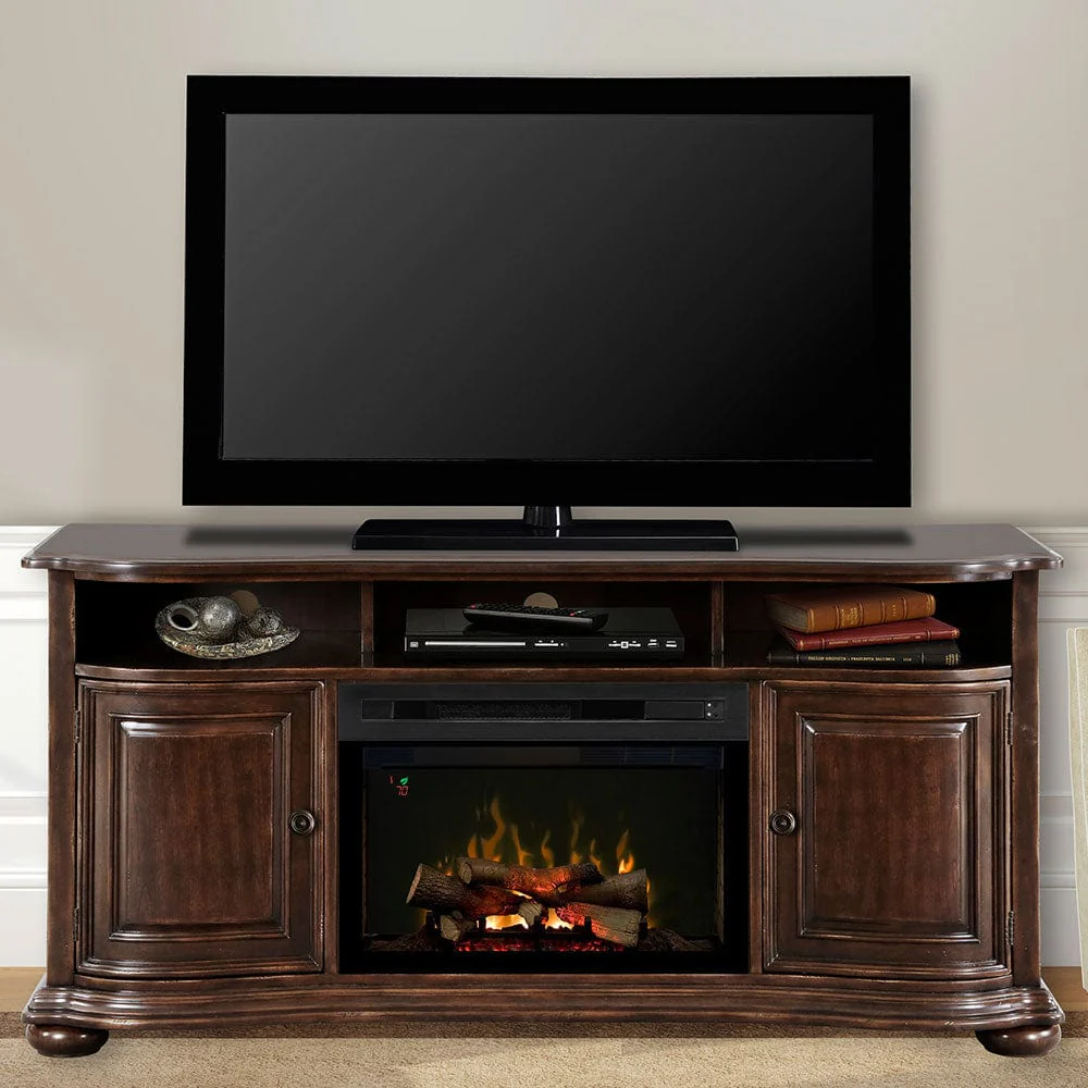 Henderson Distressed Cherry Electric Fireplace Entertainment Center w/Logs
