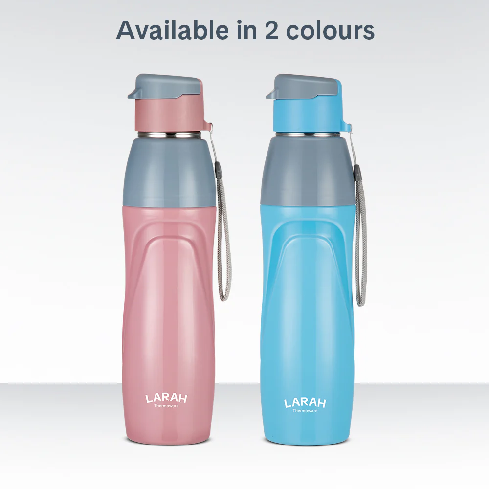 Larah Drift Round PU Thermoware Bottle, 650 ml, Sky