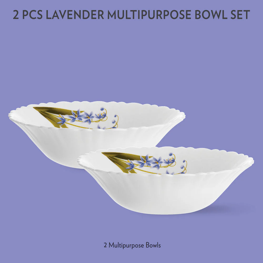Larah by Borosil Lavender Multipurpose Bowl, 2 pc Set