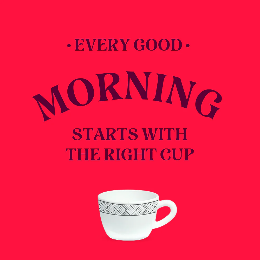 Larah By Borosil Cycladia Cup Set, 140ml x 6