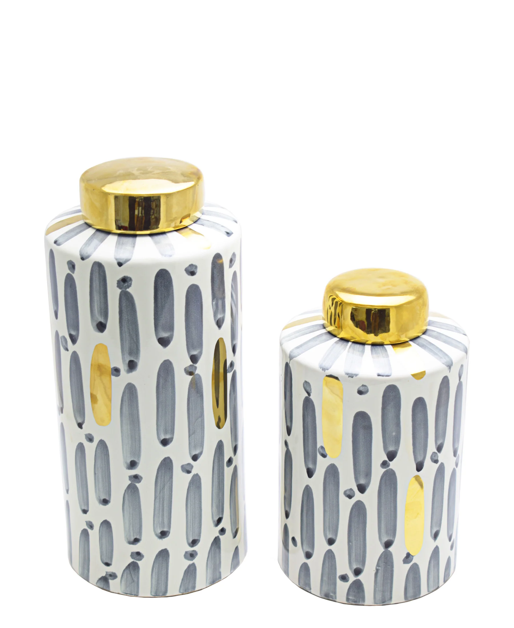 Edecor Blk Dash Jars Set Of 2 - Gold