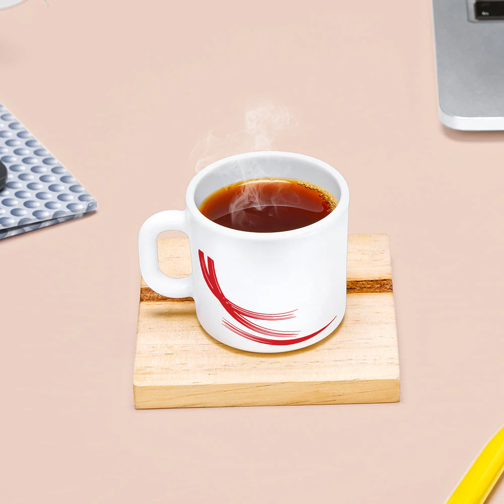 Larah by Borosil Red Stella Mug Set, 240ml x 2