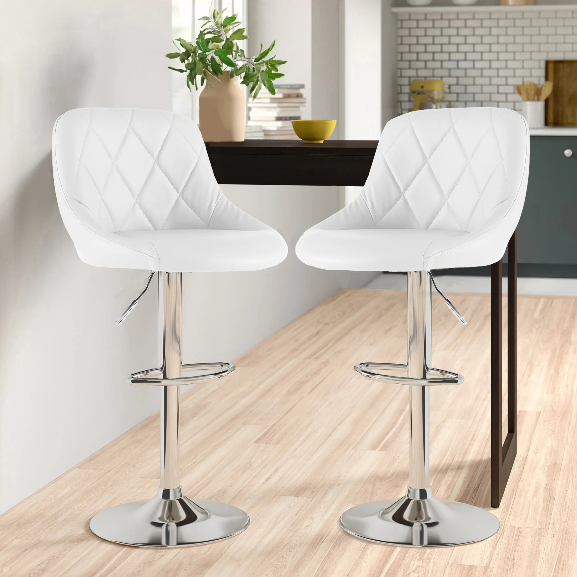White Leather Bar Stool