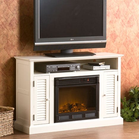Antebellum Electric Fireplace Media Cabinet in Antique White- FE9306